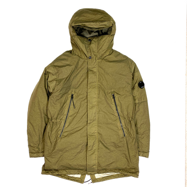 CP Company Khaki Green Down Filled Nyfoil Fishtail Parka