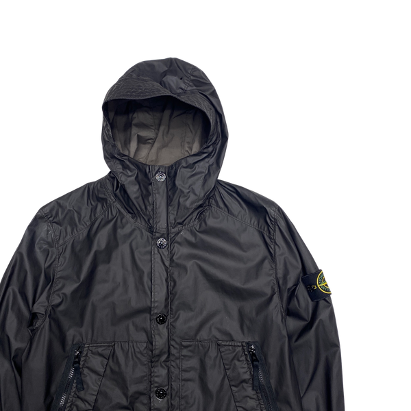 Stone Island Black Mussola Gommata Lightweight Jacket