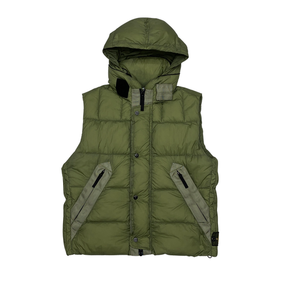 Stone Island 2009 Khaki Opaque Nylon Tela Down Gilet