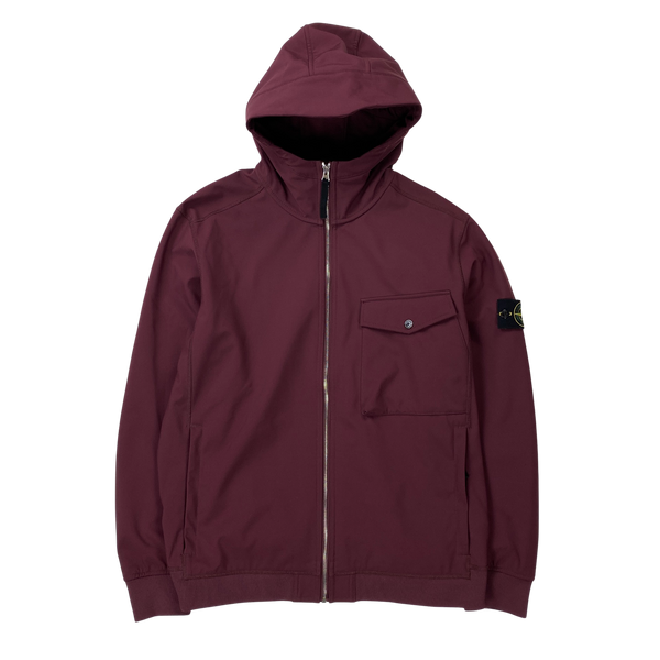 Stone Island Wine Red Fleece Lined Soft Shell R Jacket