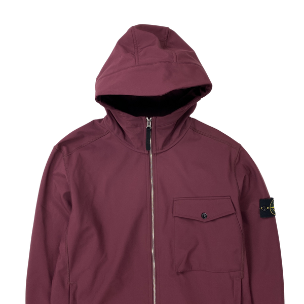 Stone Island Wine Red Fleece Lined Soft Shell R Jacket