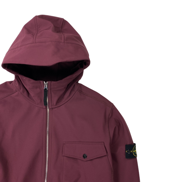 Stone Island Wine Red Fleece Lined Soft Shell R Jacket