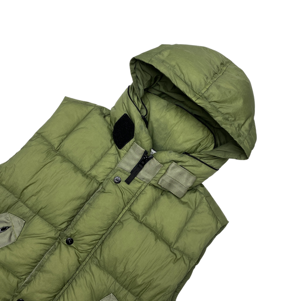 Stone Island 2009 Khaki Opaque Nylon Tela Down Gilet