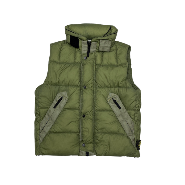Stone Island 2009 Khaki Opaque Nylon Tela Down Gilet