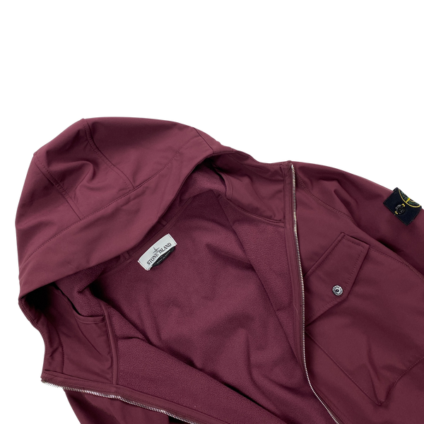 Stone Island Wine Red Fleece Lined Soft Shell R Jacket