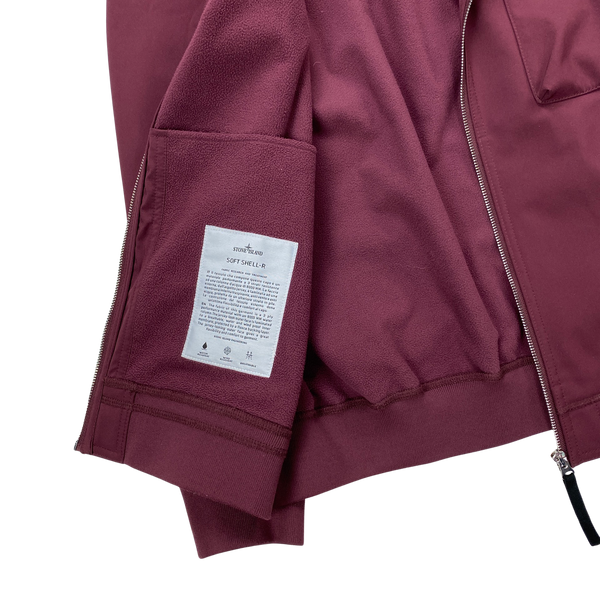 Stone Island Wine Red Fleece Lined Soft Shell R Jacket
