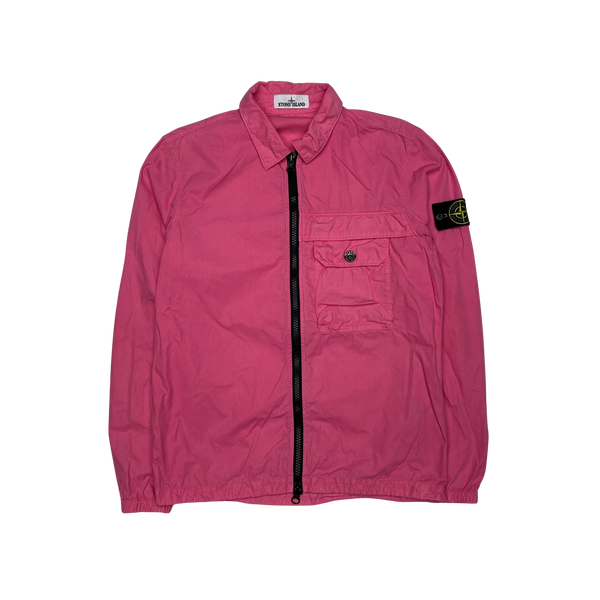 Stone Island 2020 Pink Cotton Zipped Overshirt
