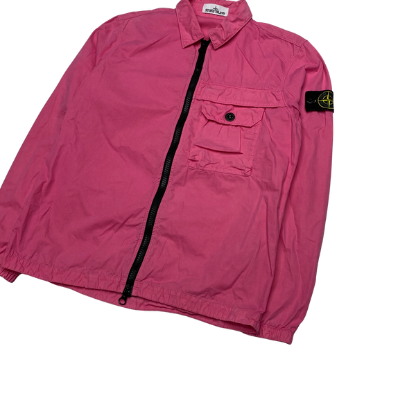 Stone Island 2020 Pink Cotton Zipped Overshirt