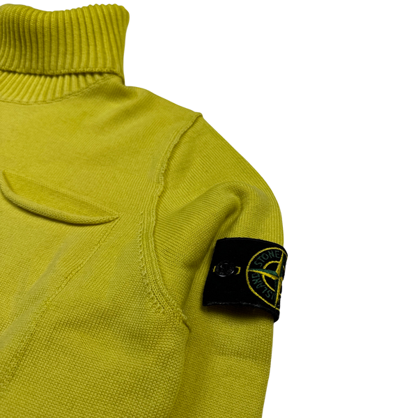 Stone Island Yellow Roll Neck Knitted Pullover - Medium