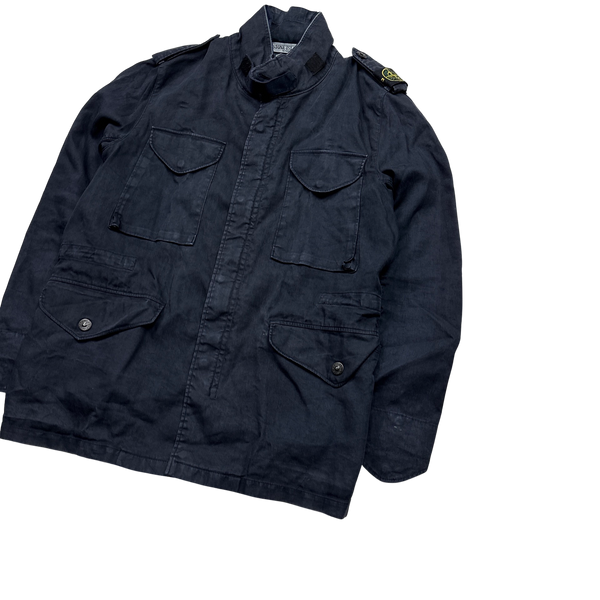 Stone Island 2009 Navy Lino Flax Multi Pocket Field Jacket - XL