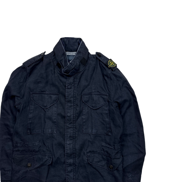 Stone Island 2009 Navy Lino Flax Multi Pocket Field Jacket - XL