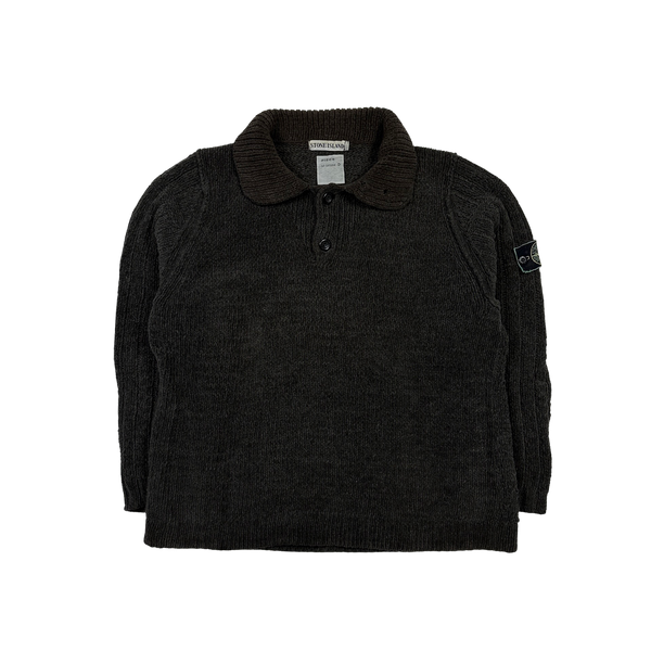 Stone Island Brown 1998 Vintage Chenille Knit Pullover - Large