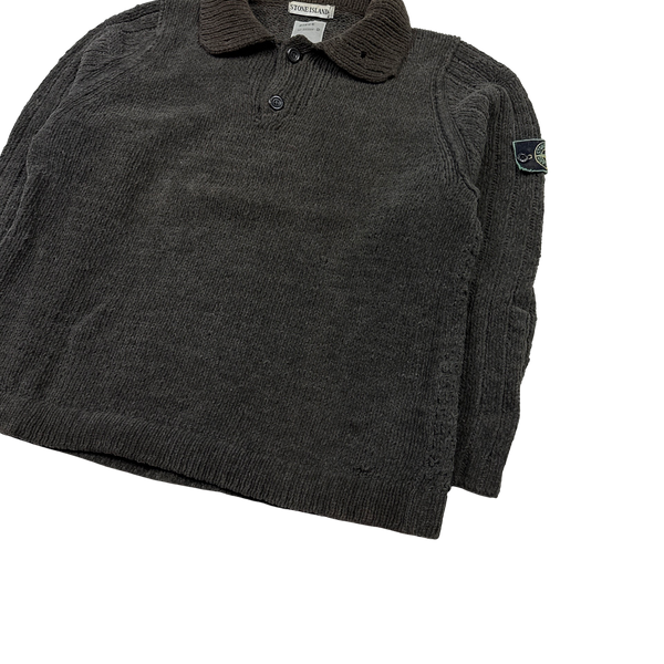 Stone Island Brown 1998 Vintage Chenille Knit Pullover - Large