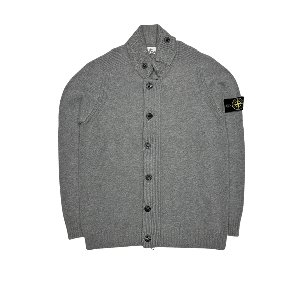 Stone Island Grey Wool Buttoned Winter Jumper