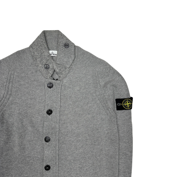 Stone Island Grey Wool Buttoned Winter Jumper
