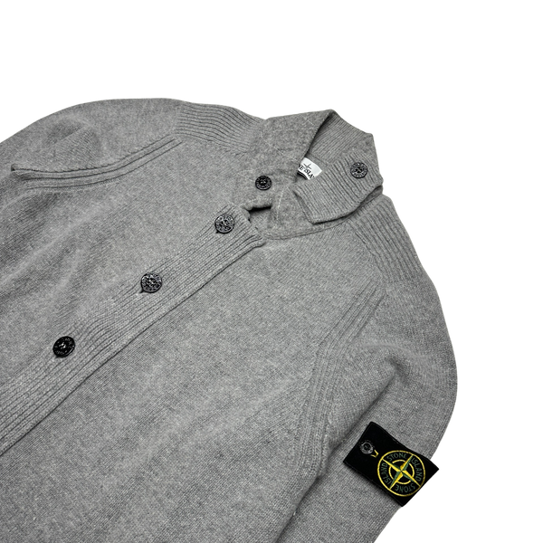 Stone Island Grey Wool Buttoned Winter Jumper
