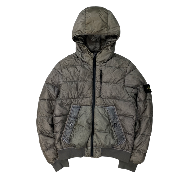 Stone Island Light Grey Garment Dyed Puffer Jacket