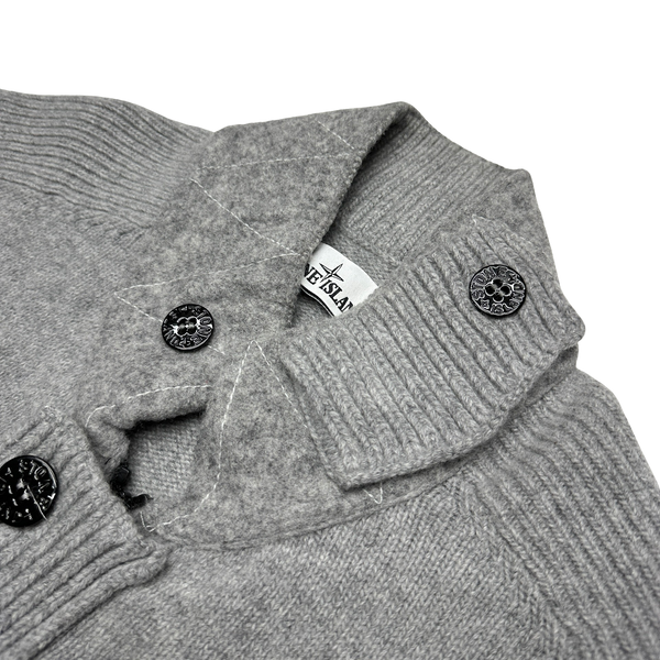Stone Island Grey Wool Buttoned Winter Jumper
