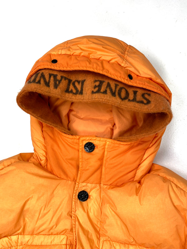 Stone Island Orange Garment Dyed Long Parka Jacket