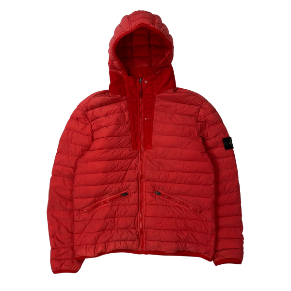 Stone Island 2019 Red Loom Woven Down Chambers Nylon Puffer Jacket