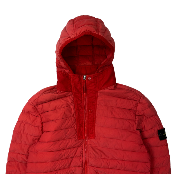 Stone Island 2019 Red Loom Woven Down Chambers Nylon Puffer Jacket