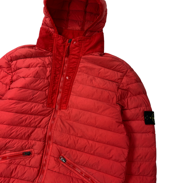 Stone Island 2019 Red Loom Woven Down Chambers Nylon Puffer Jacket
