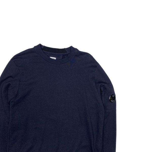 CP Company Dark Navy Cotton Crewneck Lens Viewer Sweatshirt