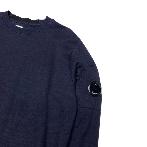 CP Company Dark Navy Cotton Crewneck Lens Viewer Sweatshirt