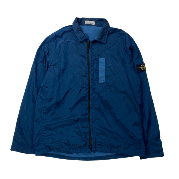 Stone Island Blue Nylon Metal Shimmer Overshirt