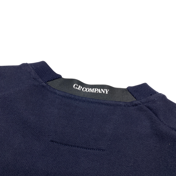 CP Company Dark Navy Cotton Crewneck Lens Viewer Sweatshirt