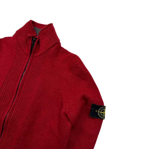 Stone Island 2010 Red Wool Zipped Jumper - Medium
