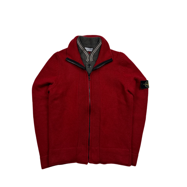 Stone Island 2010 Red Wool Zipped Jumper - Medium