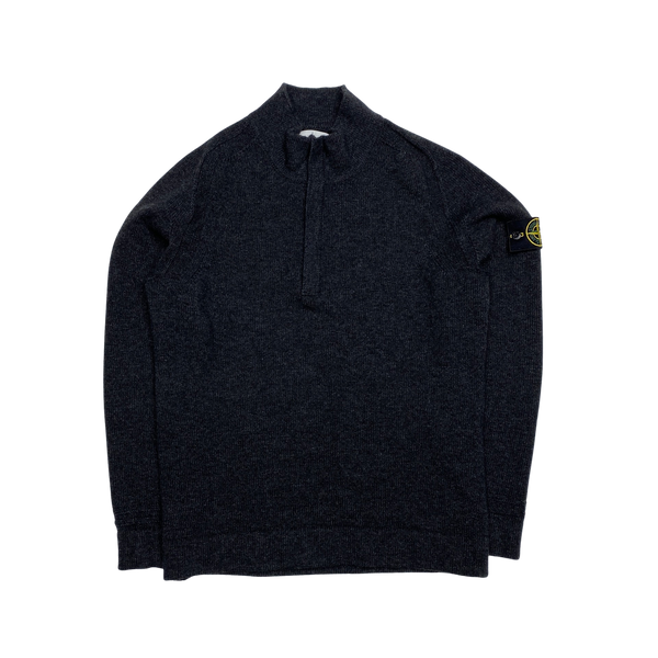 Stone Island 2018 Dark Grey Lambswool Quarter Zip Pullover
