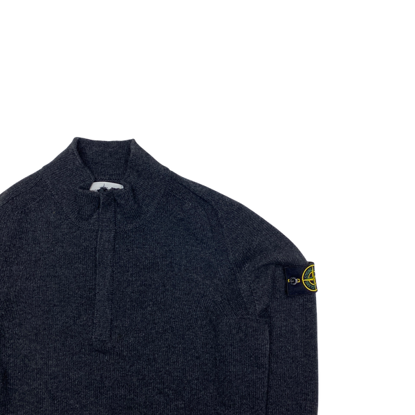 Stone Island 2018 Dark Grey Lambswool Quarter Zip Pullover