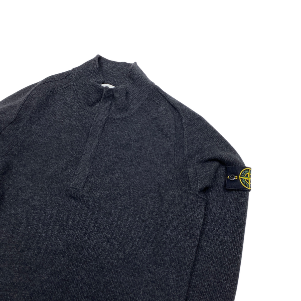 Stone Island 2018 Dark Grey Lambswool Quarter Zip Pullover
