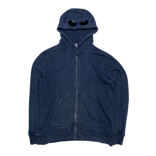 CP Company Blue Goggle Cotton Zipped Hoodie