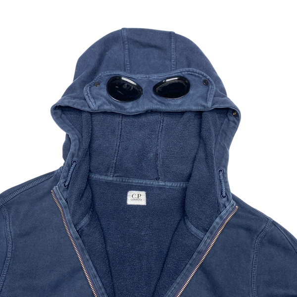 CP Company Blue Goggle Cotton Zipped Hoodie