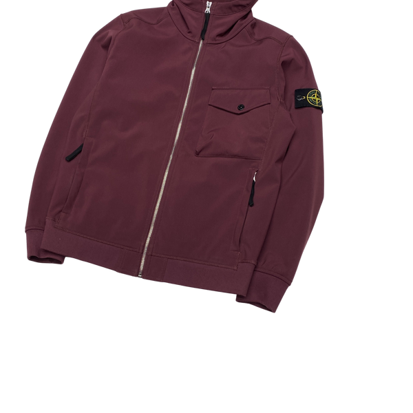 Stone Island Wine Red Fleece Lined Soft Shell R Jacket