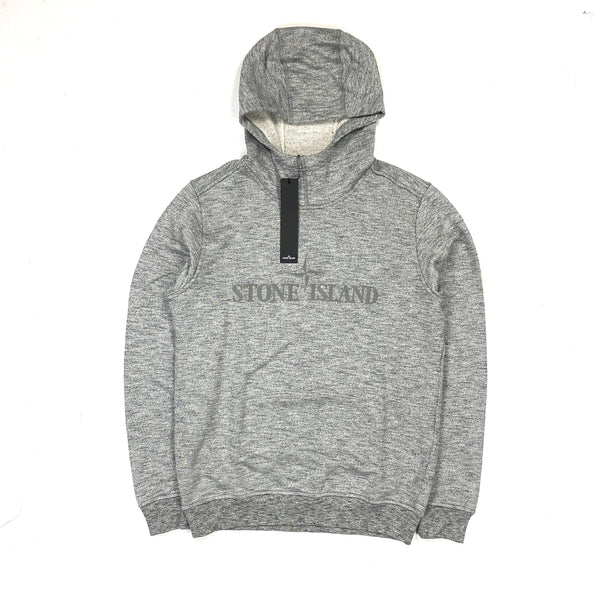 Stone Island Grey Marl Spellout Pullover Hoodie