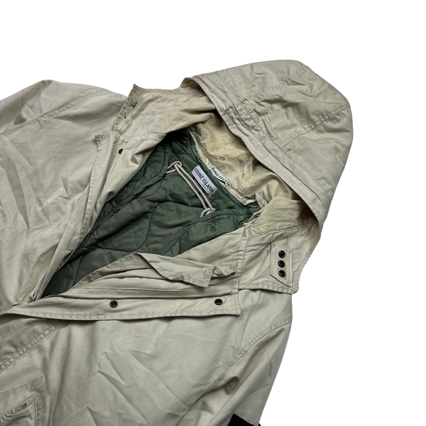 Stone Island 2001 Double Layer Raso Gommato Parka Jacket - XL