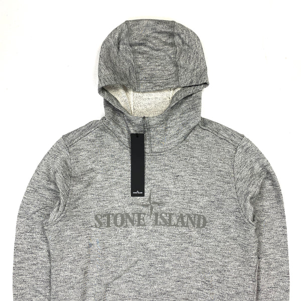 Stone Island Grey Marl Spellout Pullover Hoodie