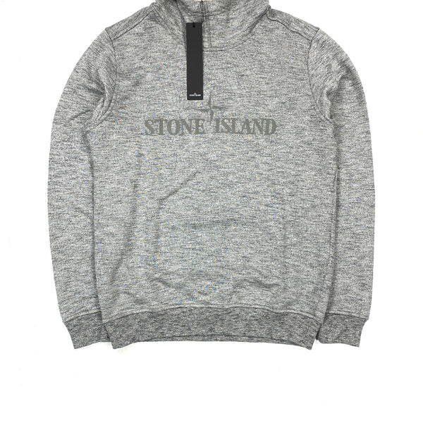 Stone Island Grey Marl Spellout Pullover Hoodie
