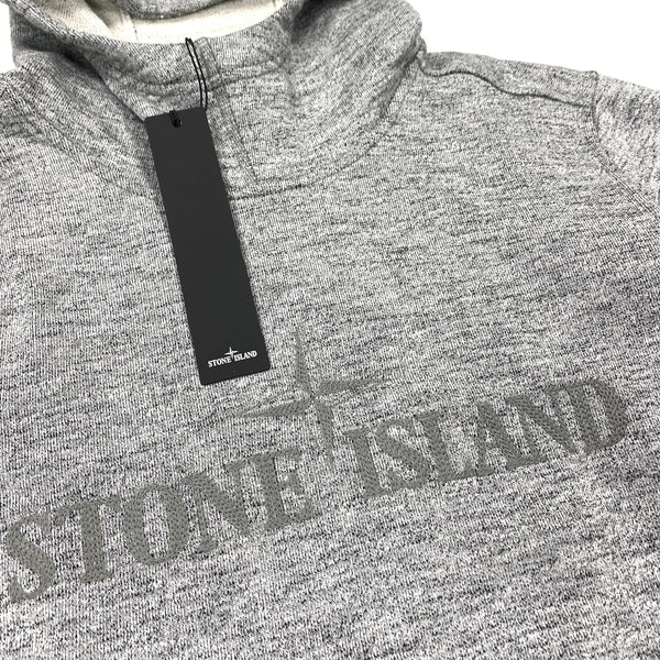 Stone Island Grey Marl Spellout Pullover Hoodie