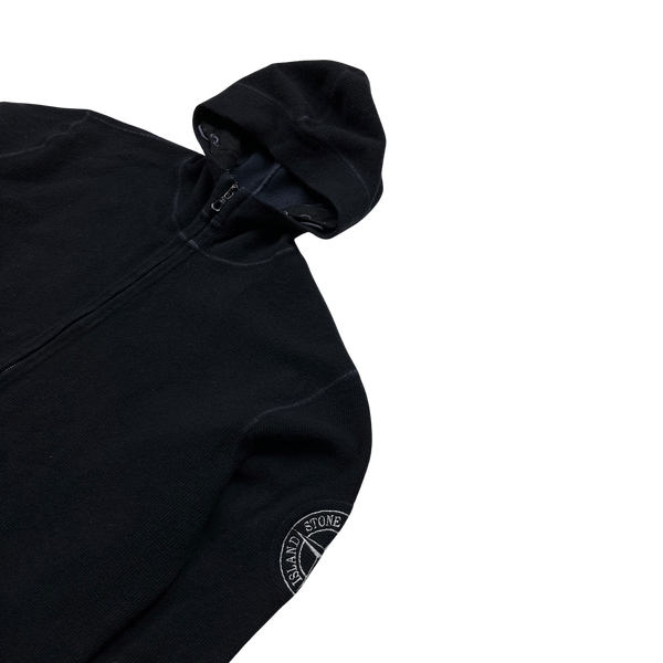 Stone Island 2002 Dark Navy Ribbed Compass Hoodie - XXL
