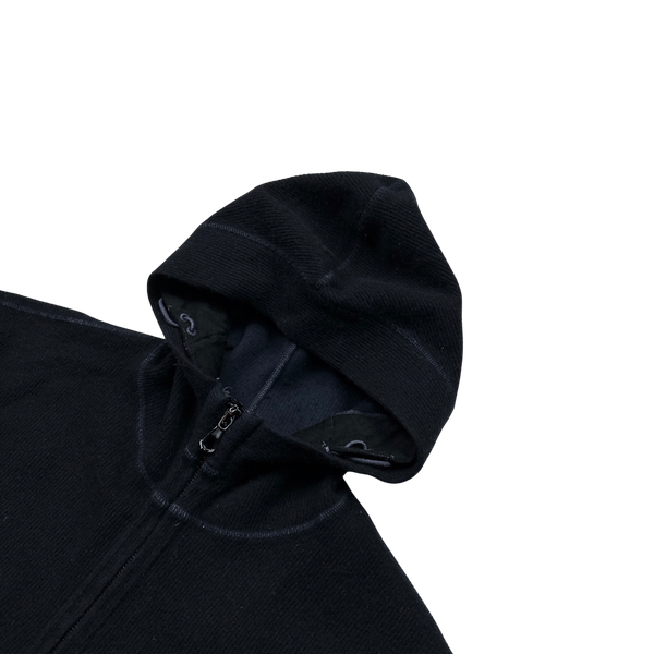 Stone Island 2002 Dark Navy Ribbed Compass Hoodie - XXL