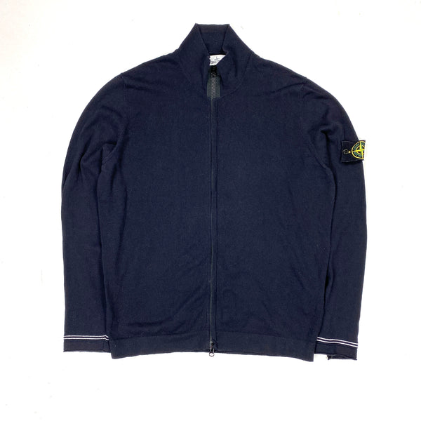Stone Island Navy Cotton Zipped Jumper