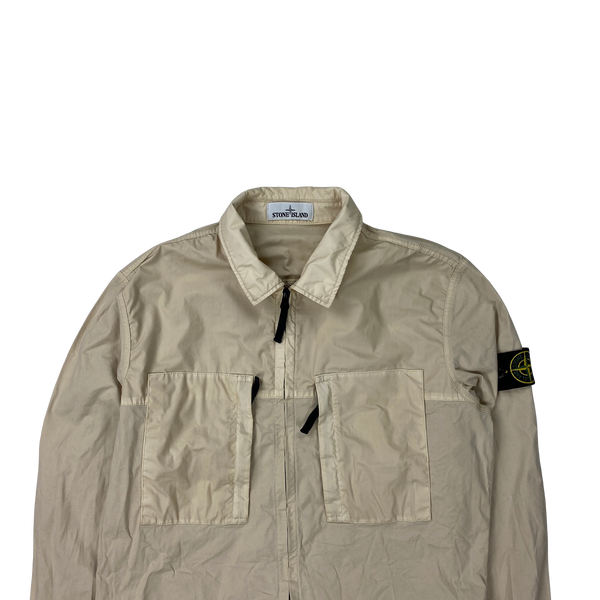 Stone Island Mussola Gommata Beige Overshirt Mat s Island