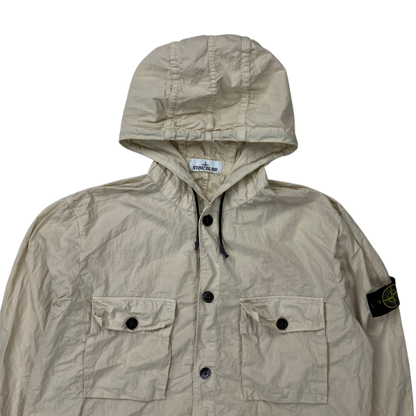Stone Island Cream Garment Dyed Hooded Overshirt