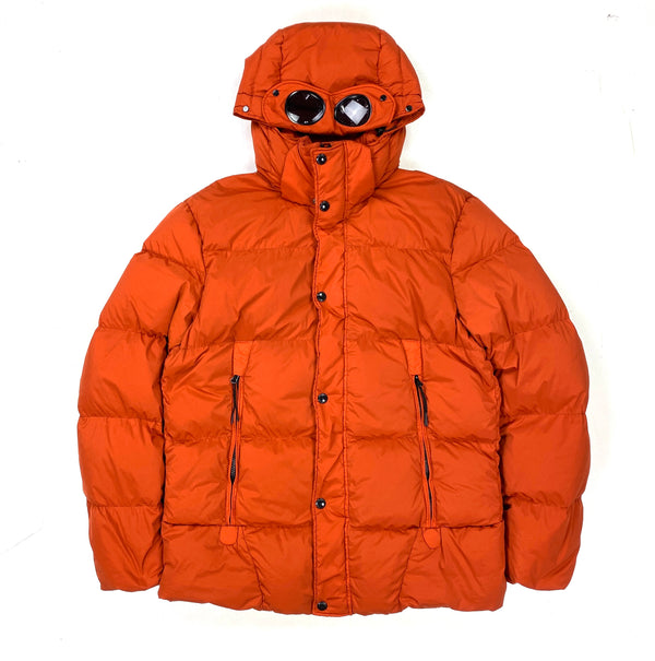 CP Company Orange Nycra Goggle Puffer Jacket