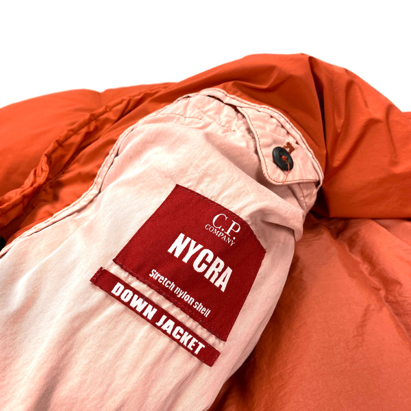 CP Company Orange Nycra Goggle Puffer Jacket